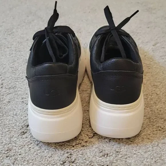 UGG Marin Mega Lace Black/White Platform Sneakers Size 9.5 - Picture 4 of 8